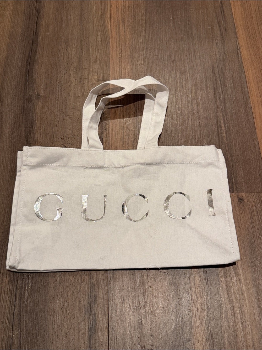 Gucci White Canvas Tote with Silver Logo